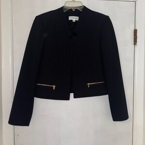 Calvin Klein Women's Black Blazer with Gold Zippers